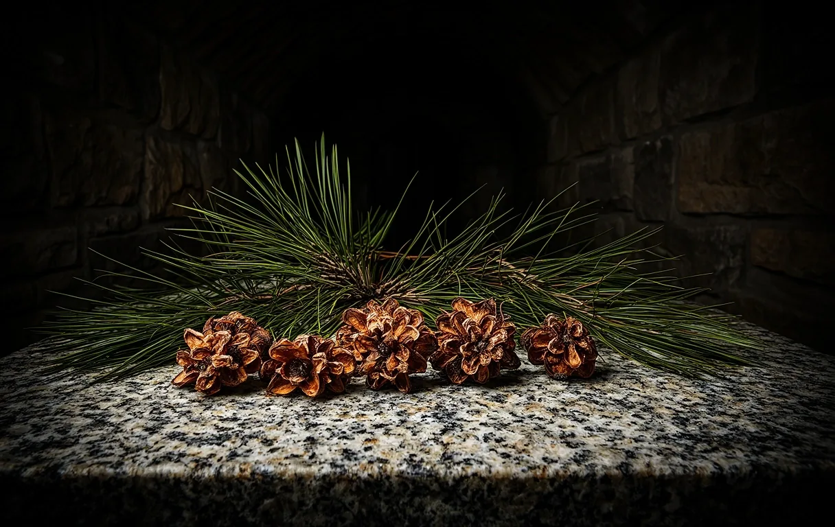 Botanical specimens on stone